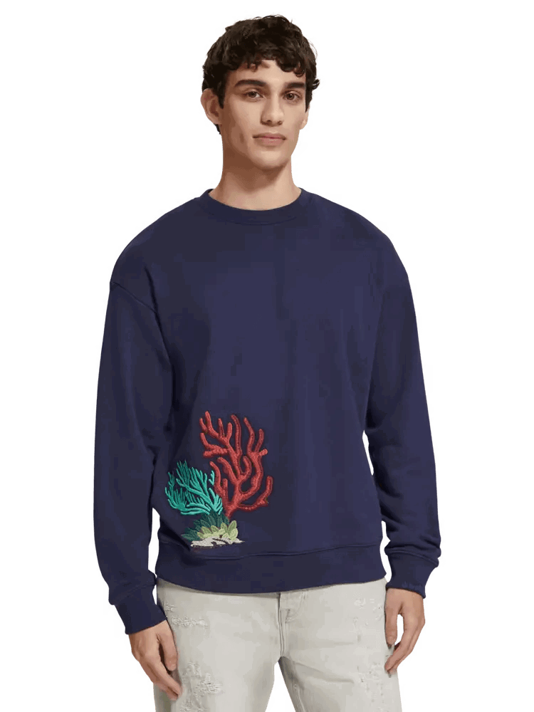 SCOTCH AND SODA Coral Embroidery Sweatshirt at Gravity NYC