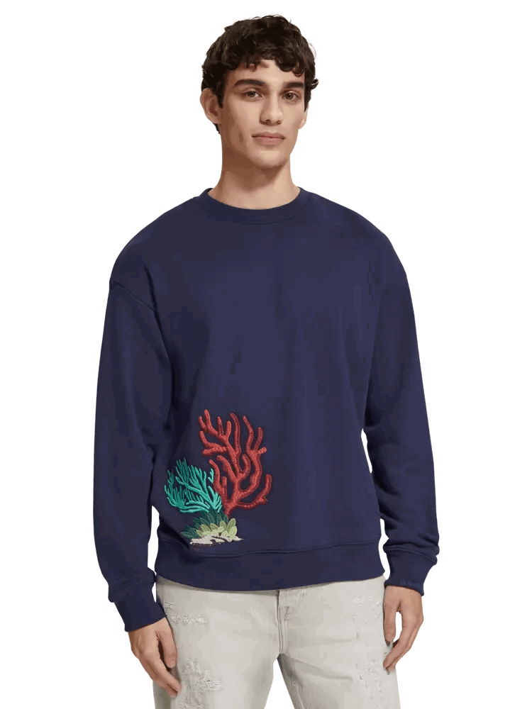 SCOTCH & SODA Coral Embroidery Sweatshirt Gravity NYC