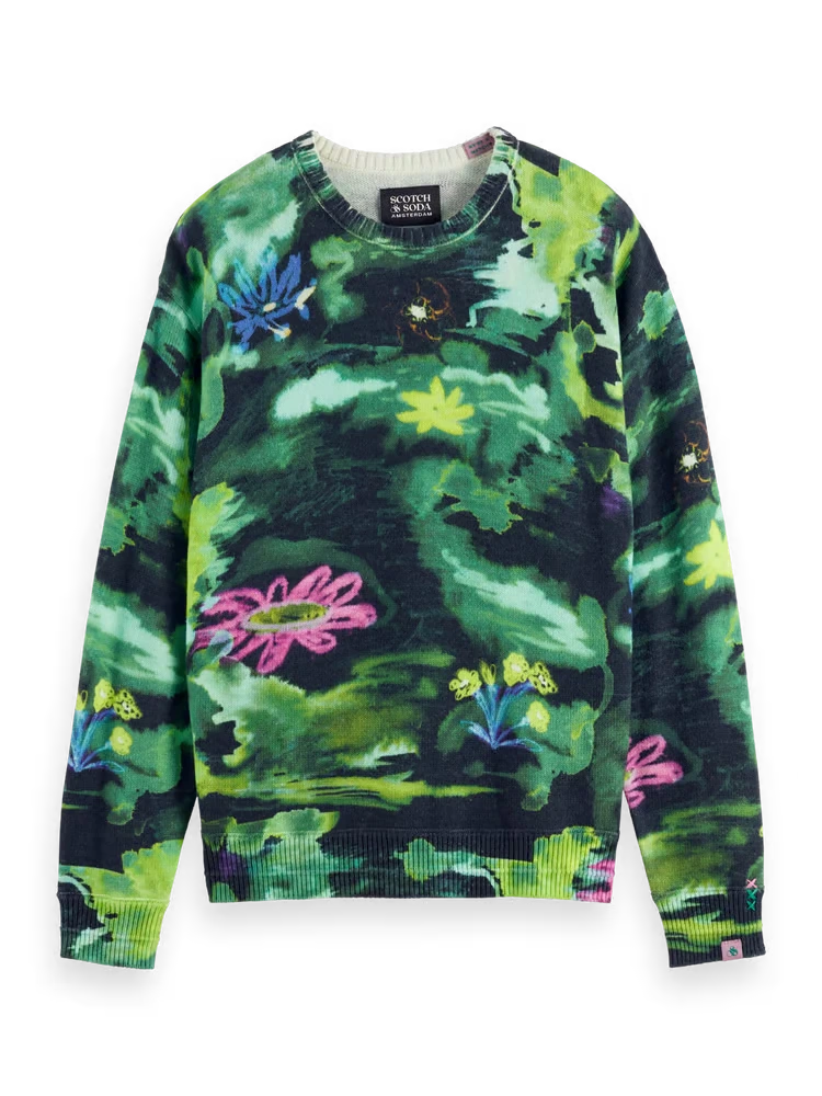 SCOTCH AND SODA Drop Shoulder Floral Jacquard Sweater at Gravity NYC