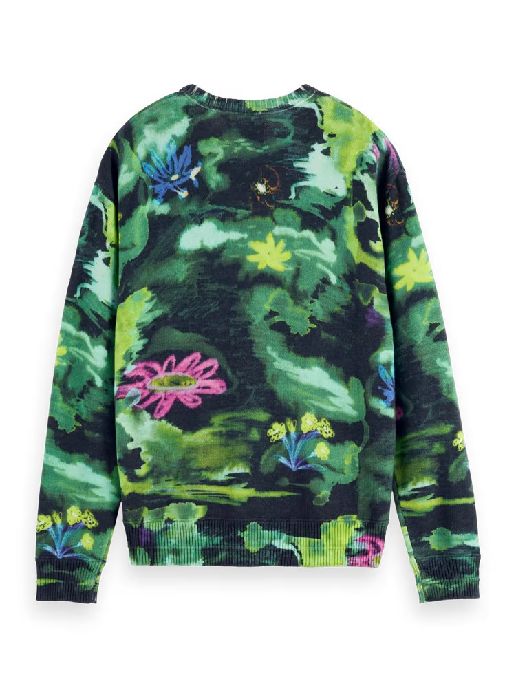 SCOTCH AND SODA Drop Shoulder Floral Jacquard Sweater at Gravity NYC