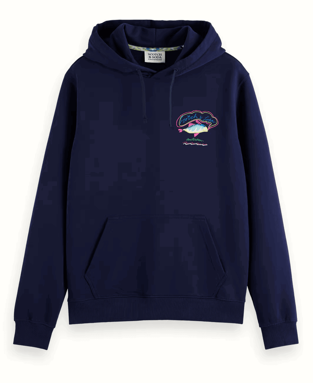 SCOTCH AND SODA Front Back Artwork Hoodie-Navy - Gravity NYC