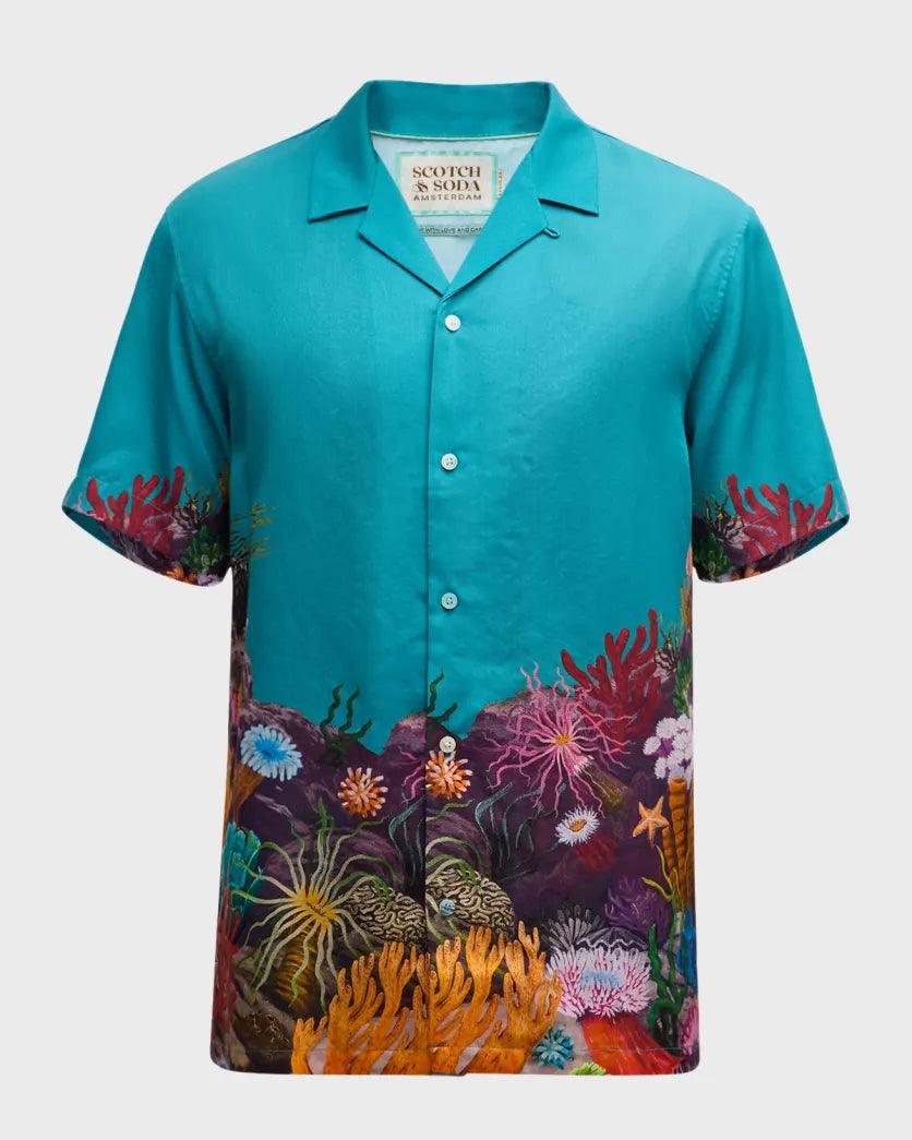 SCOTCH & SODA Placement Print Tencel Shirt