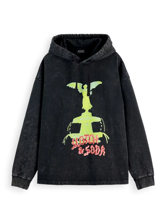 SCOTCH & SODA Washed Artwork Loose Fit Hoodie