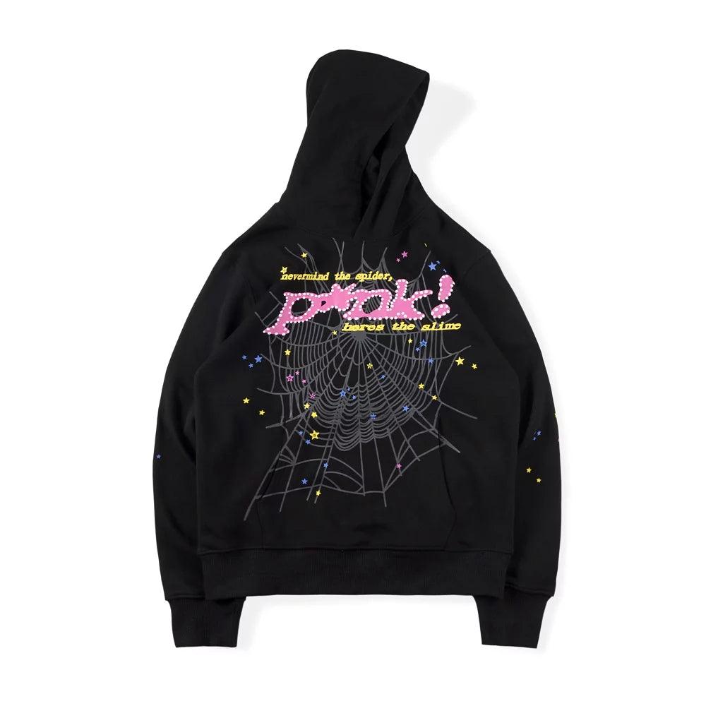 SP5DER Pink Black Spider Hoodie Gravity NYC