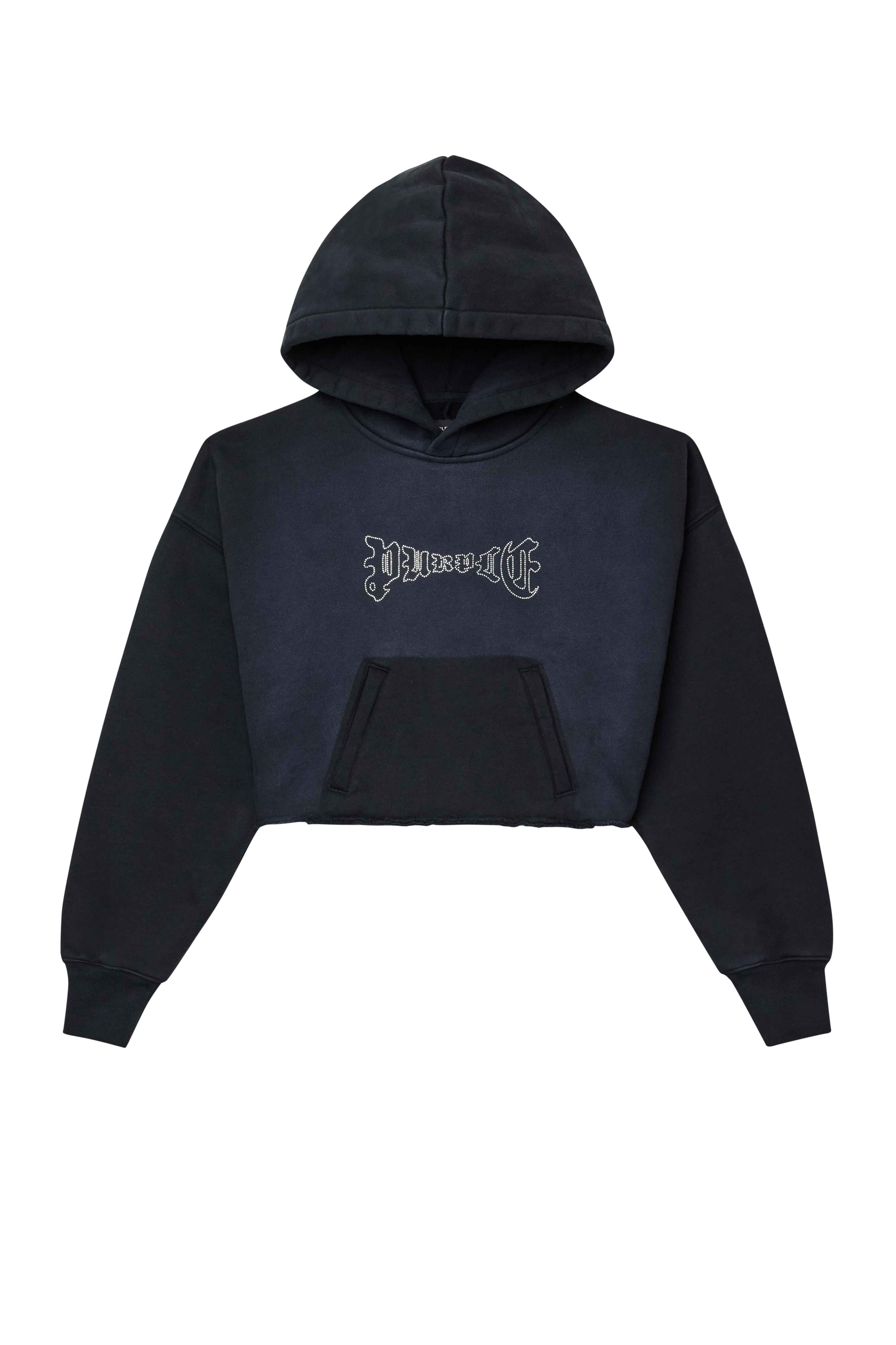 Sudadera con capucha corta con cristales PURPLE BRAND W4013