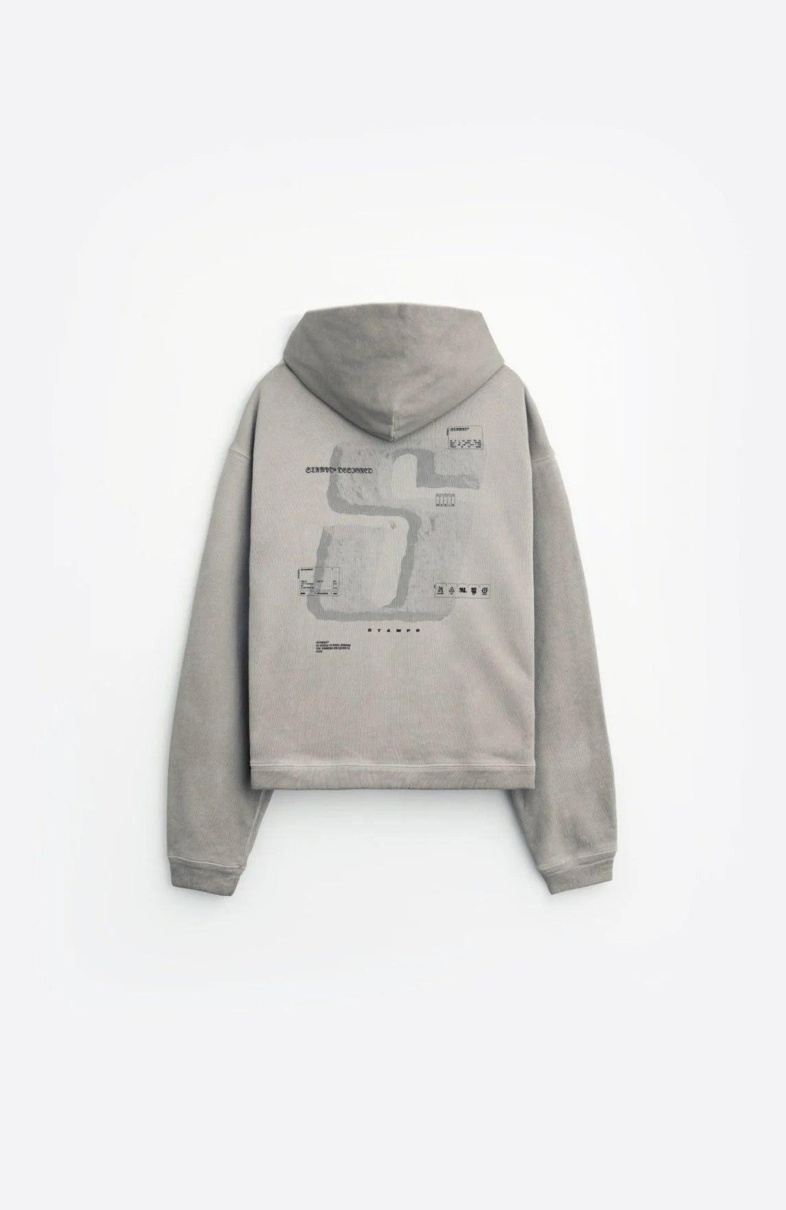 STAMPD Cement Transit Relaxed Cropped Hoodie Gravity NYC