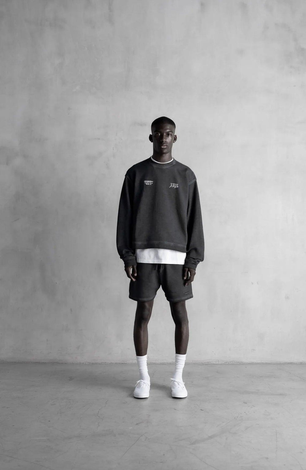 STAMPD Black Oil Wash Malibu High Crew Neck - Gravity NYC