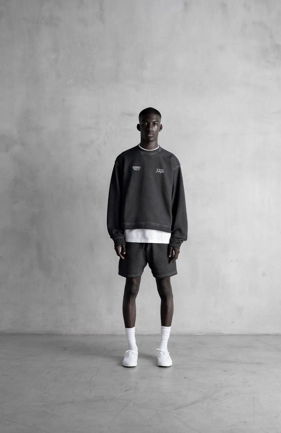 STAMPD Black Oil Wash Sweatshort - Gravity NYC