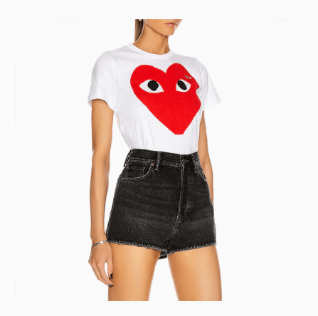 CDG Play Red Printing Short Sleeve White - Gravity NYC