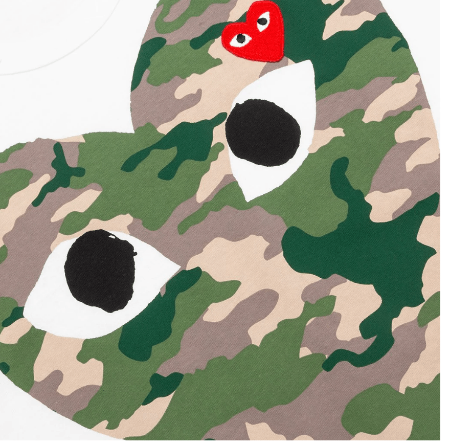 CDG PLAY CAMOUFLAGE HEART T-SHIRT - WHITE - Gravity NYC