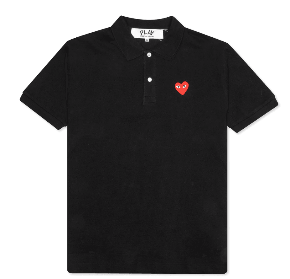 COMME DES GARCONS PLAY POLO SHIRT - BLACK - Gravity NYC