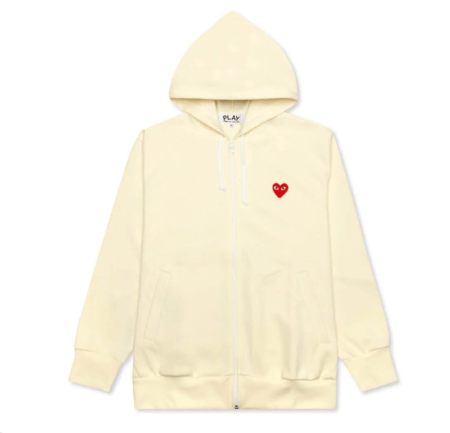 COMME DES GARCONS PLAY ZIP UP - OFF WHITE - Gravity NYC