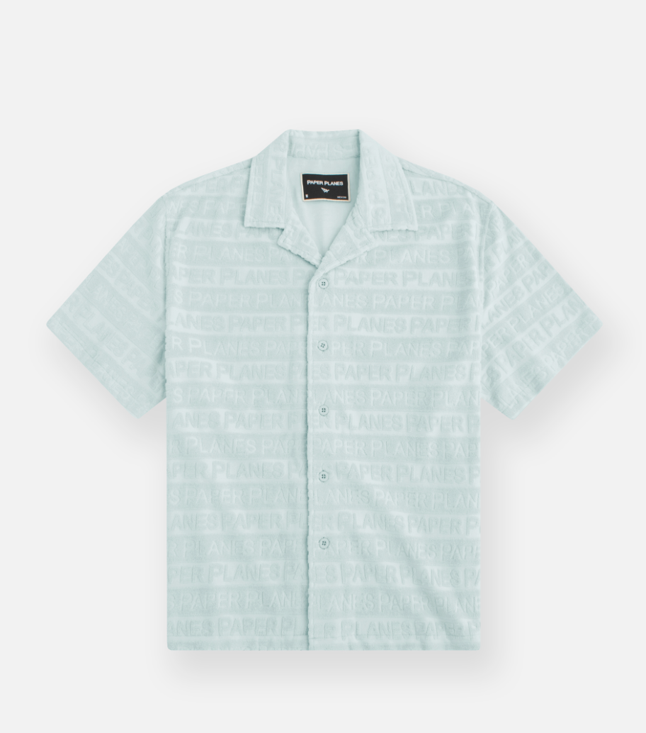 Camisa de botones de tela de felpa con diseño playero de PAPER PLANES