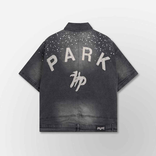 Studded Park Denim Work Shirt - Black