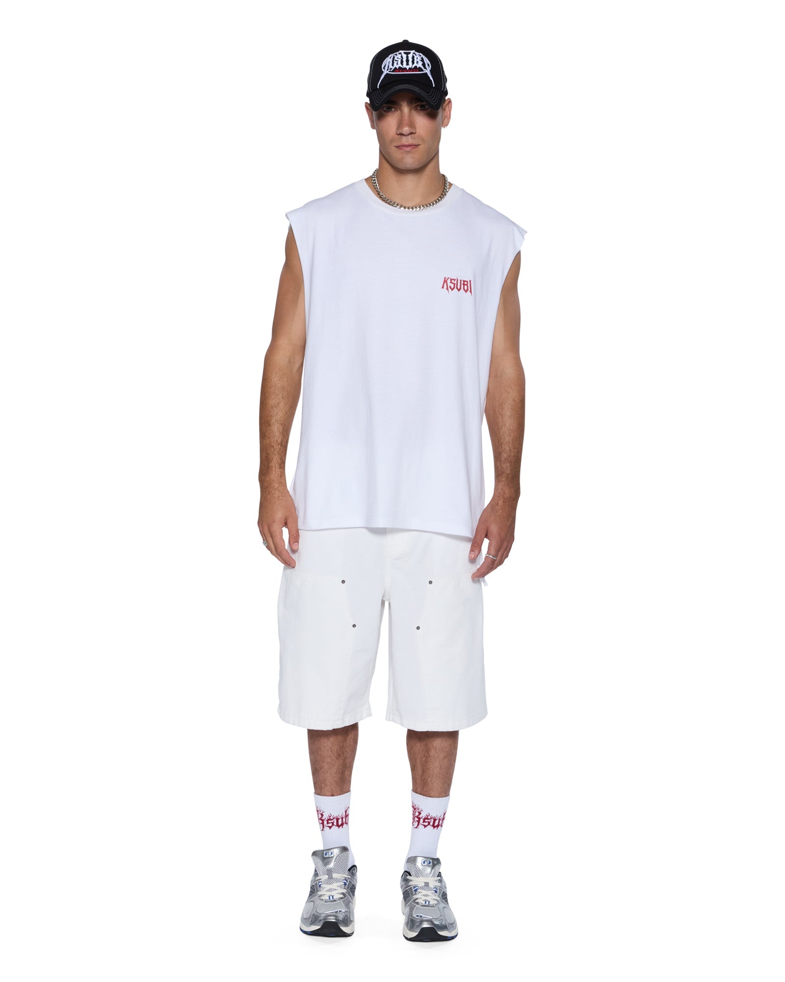 KSUBI Kingdom Cut Off Biggie Tee White - Gravity NYC