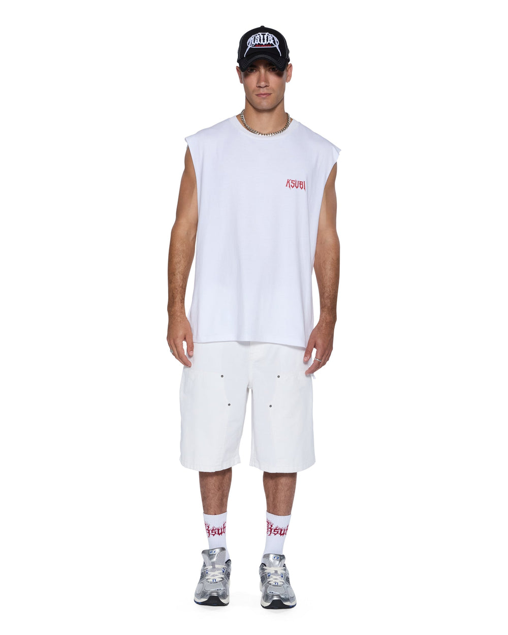 KSUBI Kingdom Cut Off Biggie Tee White - Gravity NYC