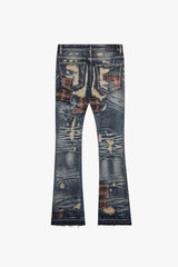 VALABASAS "Sigma" Medium Blue Stacked Flare Jeans Gravity NYC