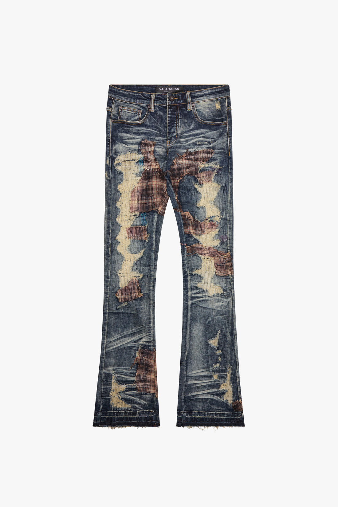 VALABASAS "Sigma" Medium Blue Stacked Flare Jeans Gravity NYC