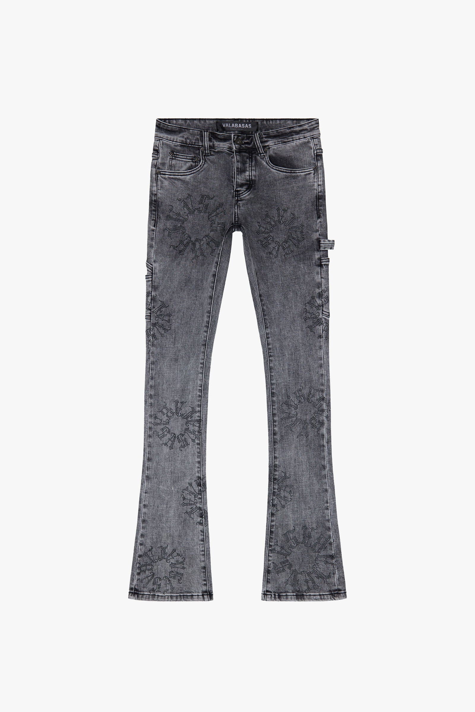 VALABASAS "Ringer" Light Grey Stacked Flare Jean