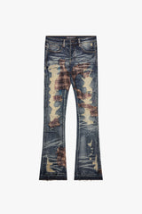 VALABASAS "Sigma" Medium Blue Stacked Flare Jeans