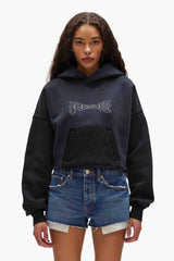 Sudadera con capucha corta con cristales PURPLE BRAND W4013