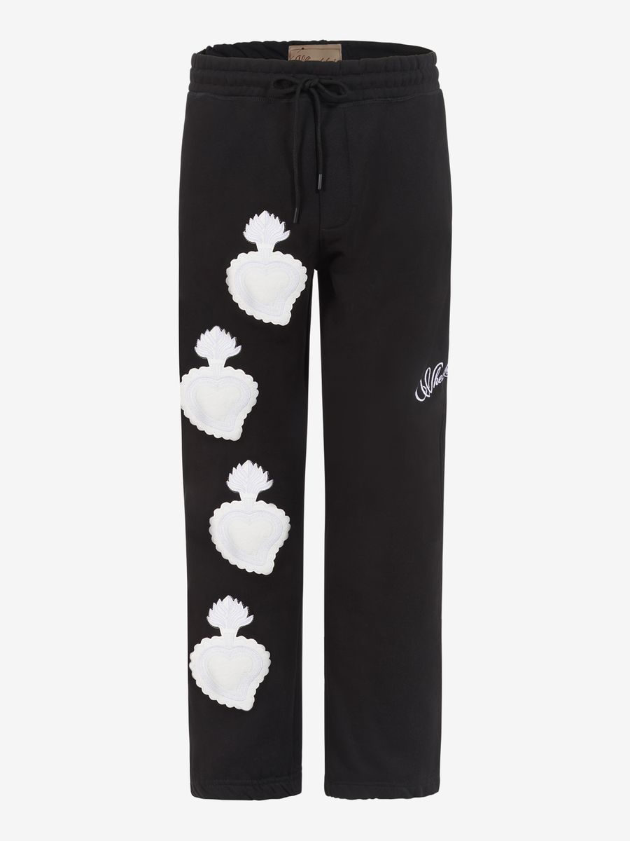 WHEN SMOKE CLEARS Leather Sweatpants Black/White