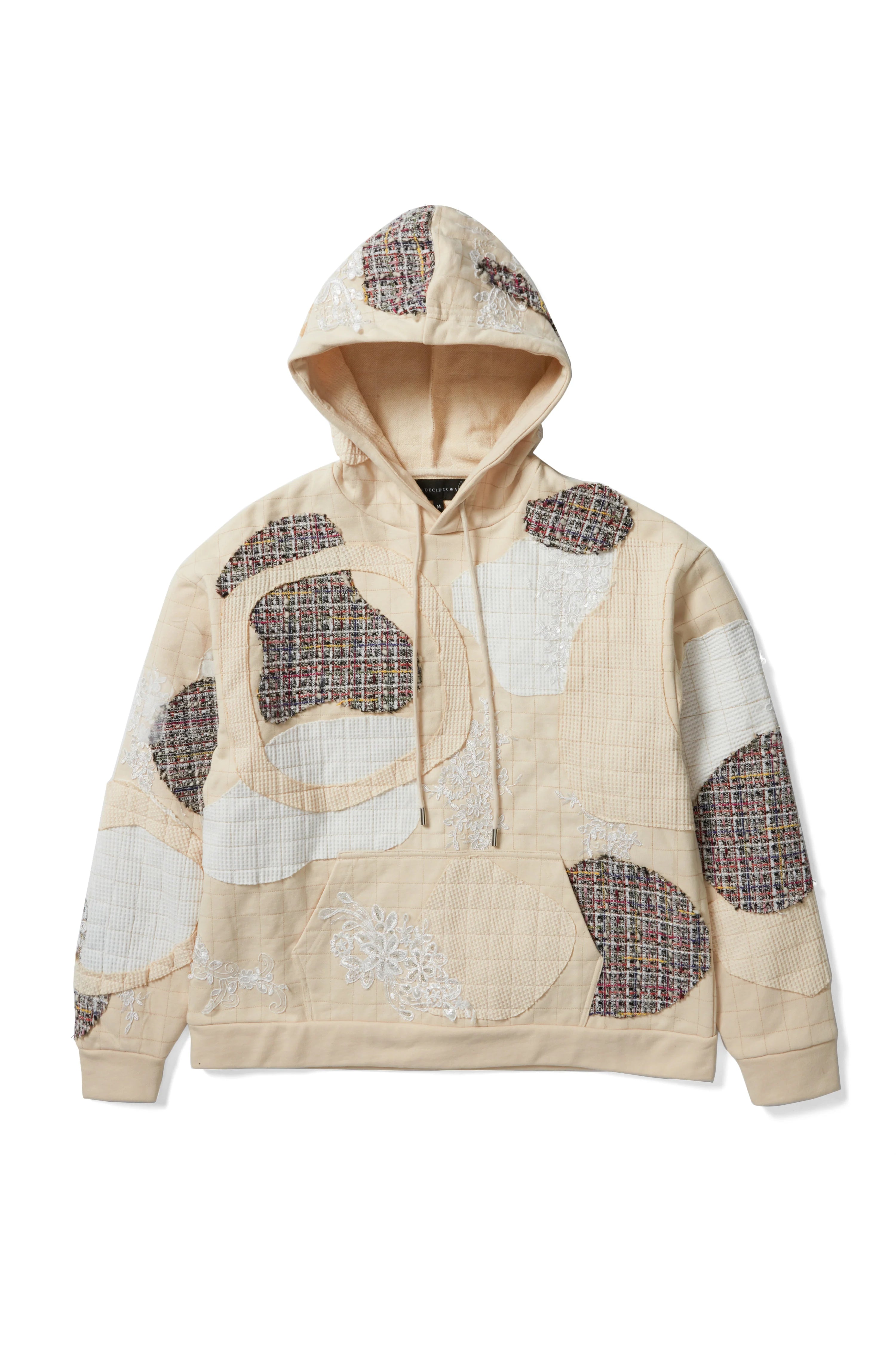 WHO DECIDES WAR Tweed Patchwork Hooded Sweatshirt Gravity NYC