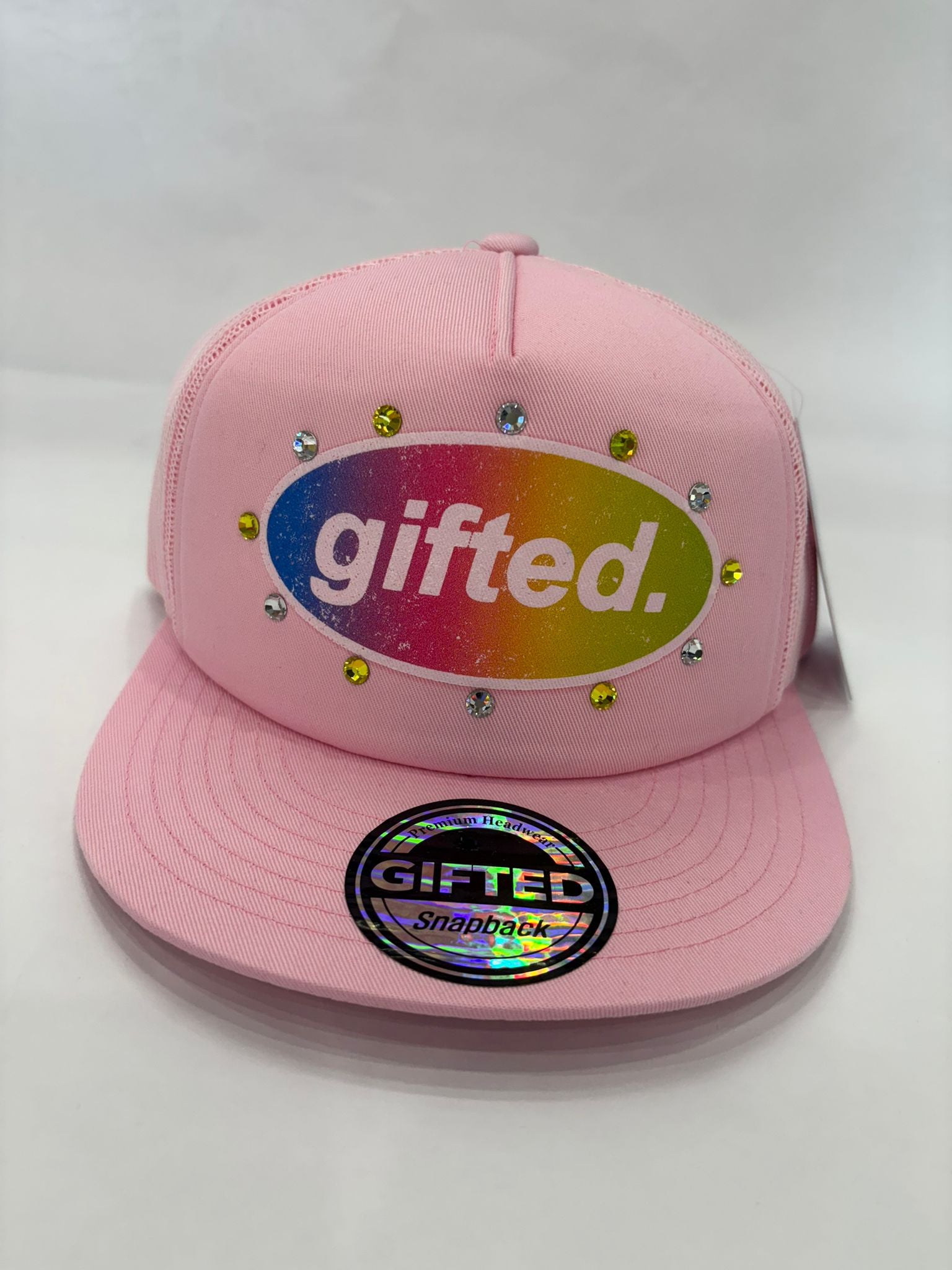 EVERYONE IS GIFTED Rhinestone Hat (Pink) - Gravity NYC