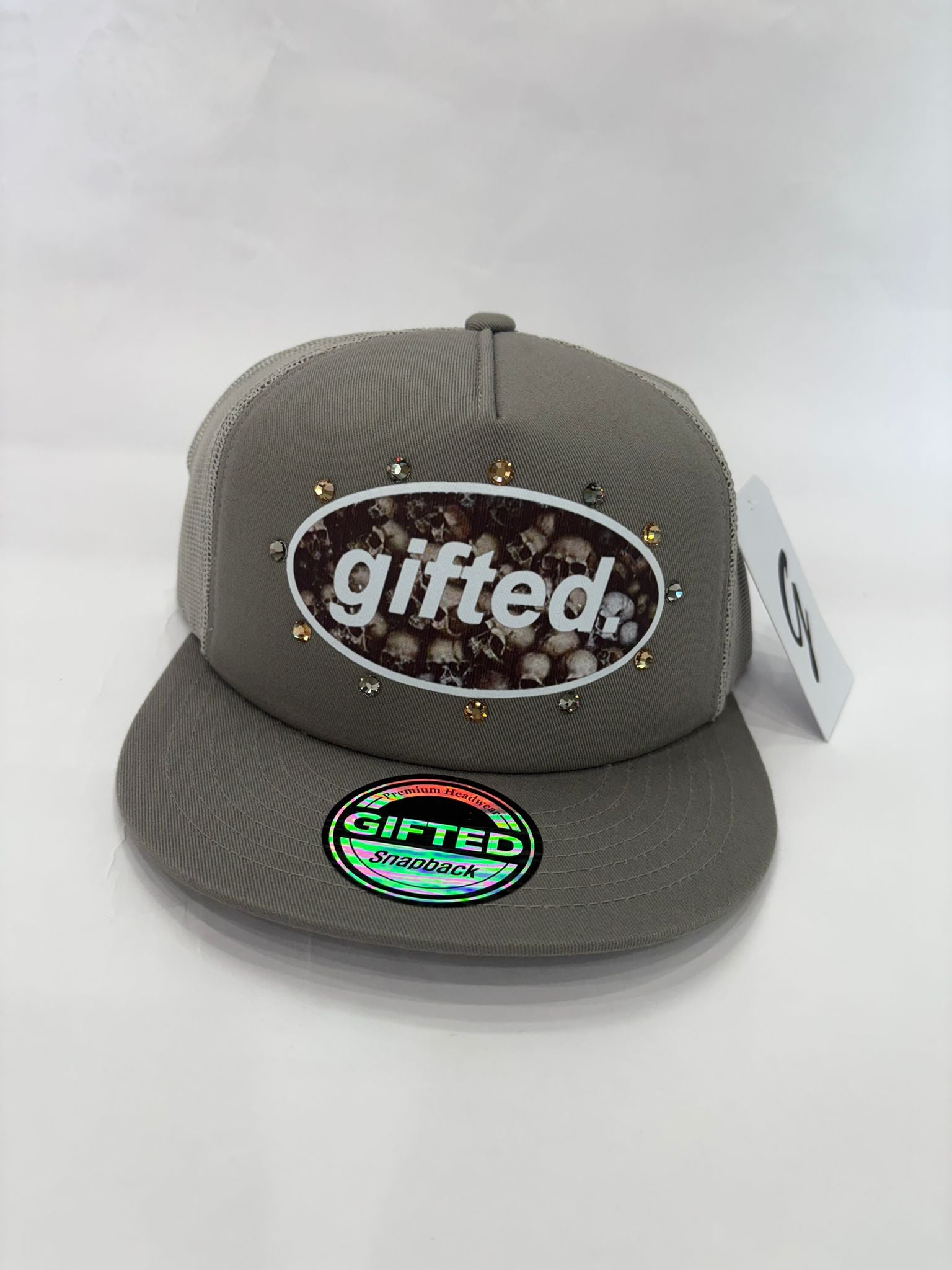 EVERYONE IS GIFTED Rhinestone Hat (Grey) - Gravity NYC