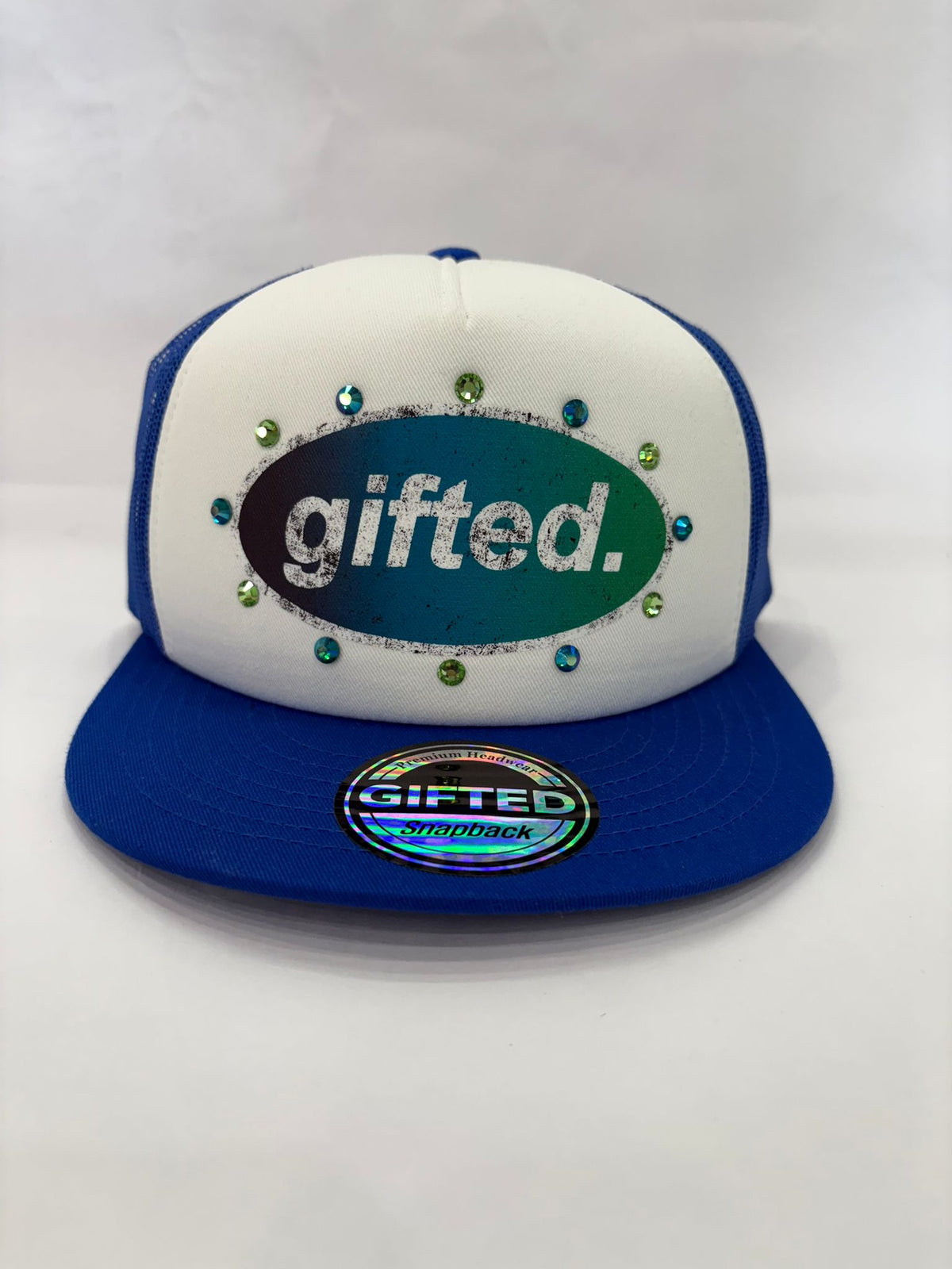 EVERYONE IS GIFTED Rhinestone Hat (Blue) - Gravity NYC