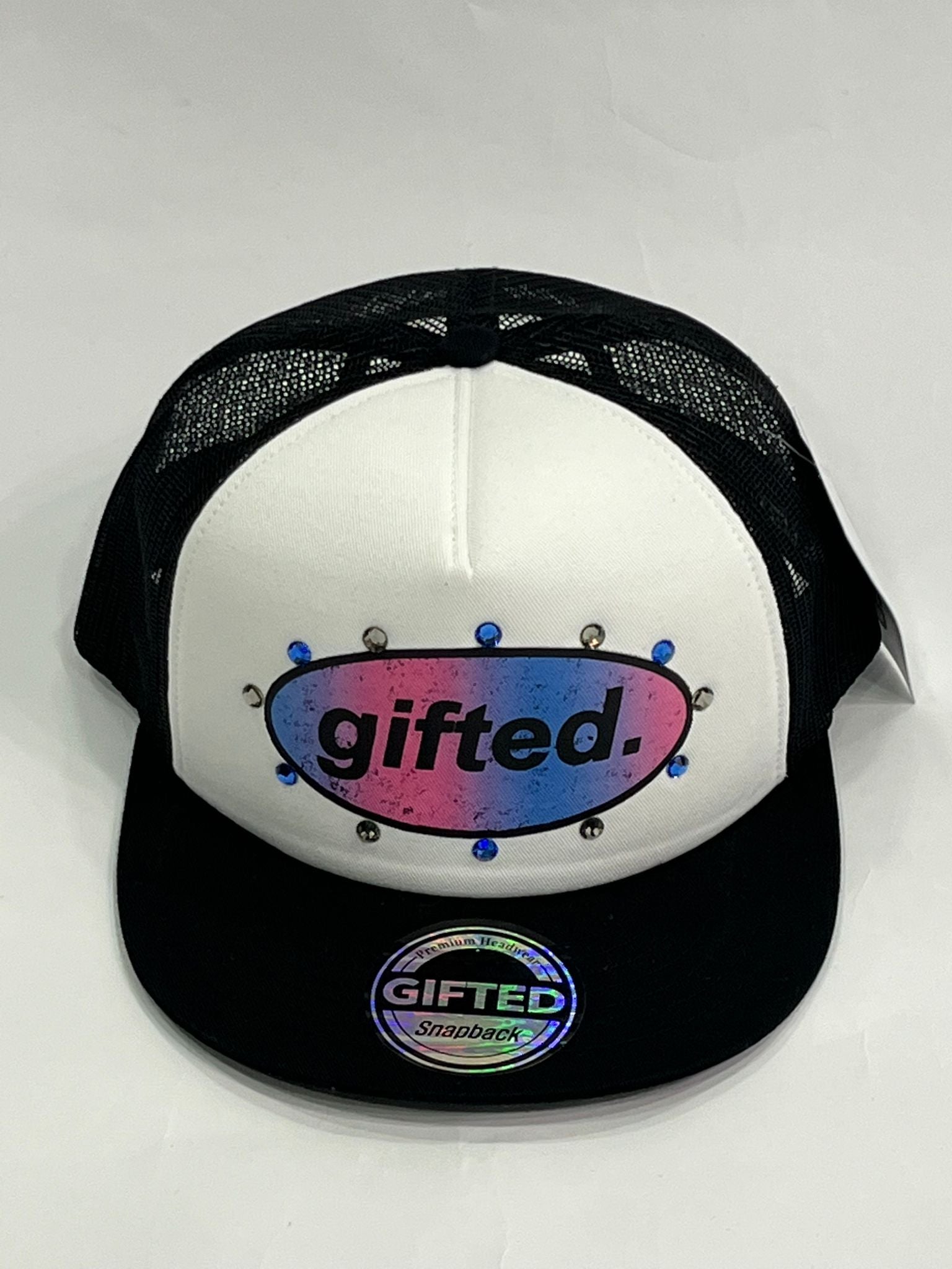 EVERYONE IS GIFTED Rhinestone Hat (Black/White) - Gravity NYC