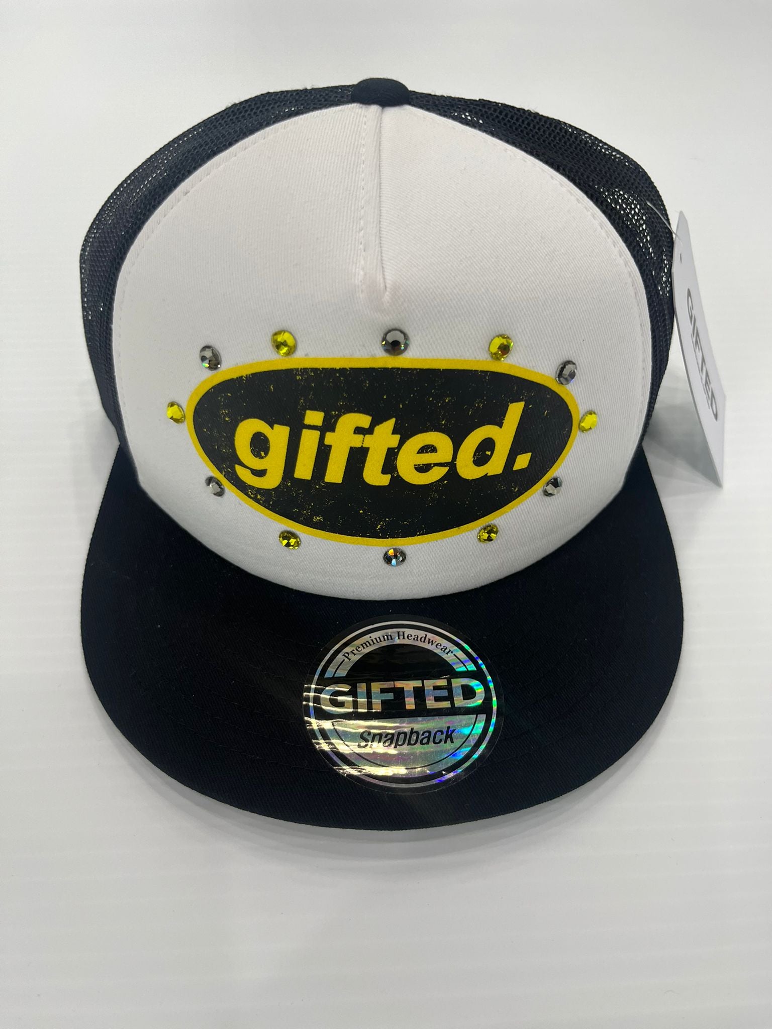 EVERYONE IS GIFTED Rhinestone Hat (Black/White) - Gravity NYC