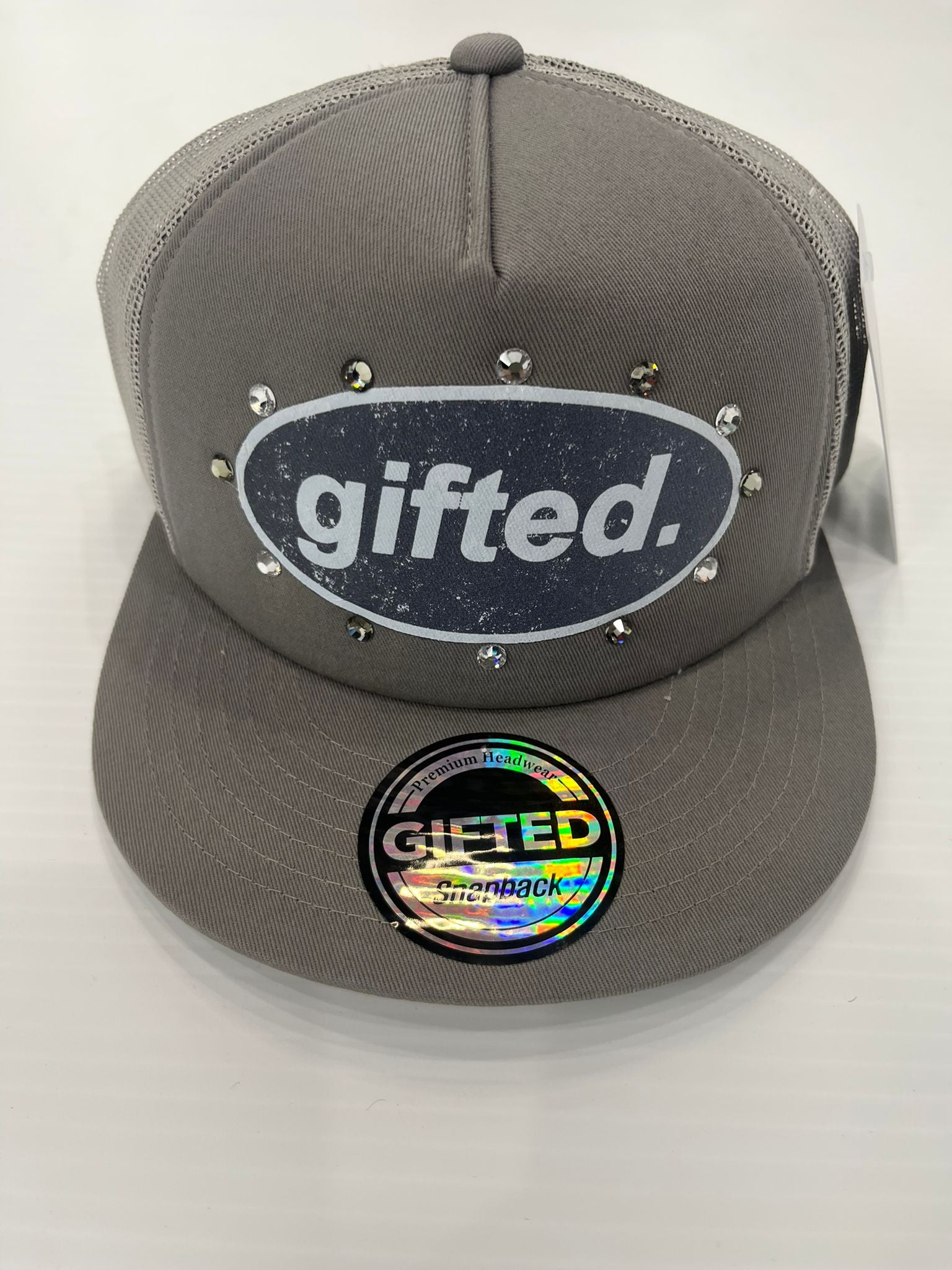 EVERYONE IS GIFTED Rhinestone Hat (Grey) - Gravity NYC