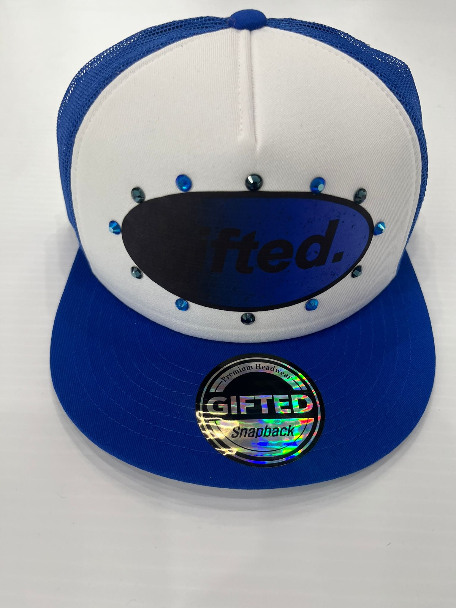 EVERYONE IS GIFTED Rhinestone Hat (Blue) - Gravity NYC
