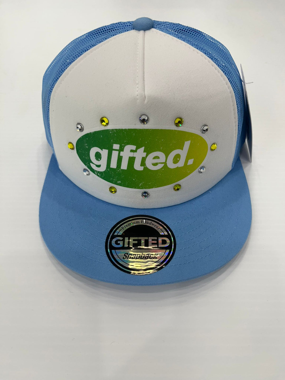 EVERYONE IS GIFTED Rhinestone Hat (Light Blue) - Gravity NYC