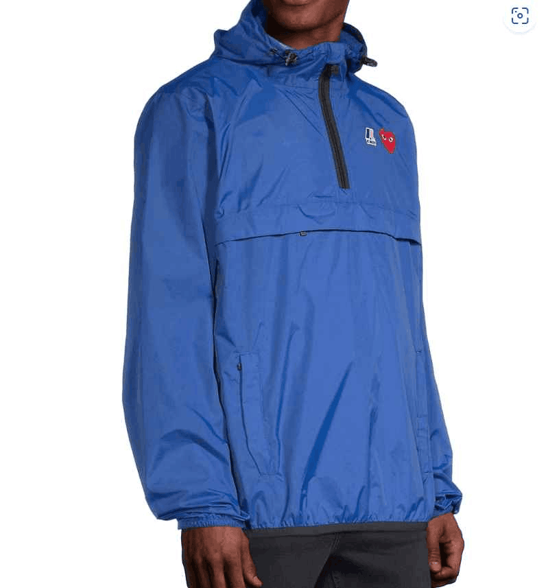 Chaqueta con capucha y media cremallera COMME DES GARCONS Play X Kway Azul Real Imagen secundaria del producto
