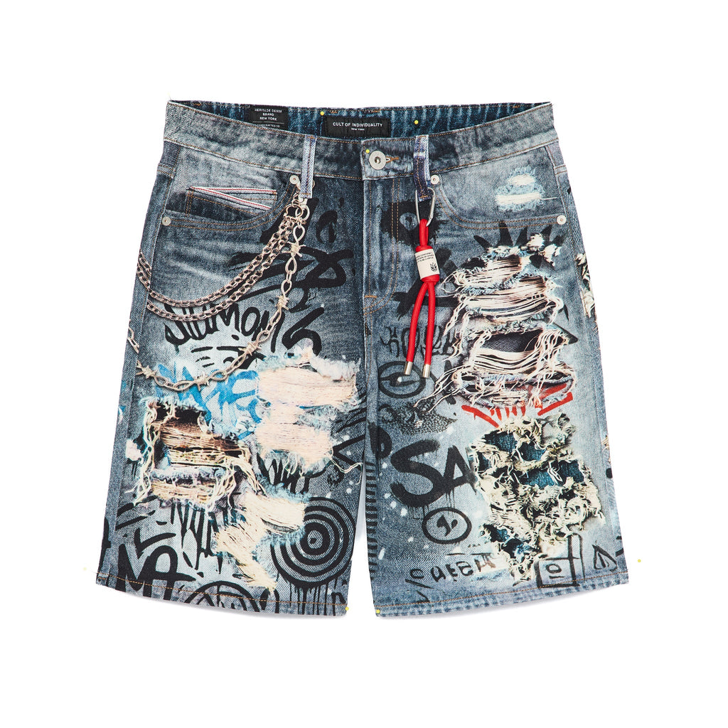 CULT OF INDIVIDUALITY-Men's Jean Shorts and Denim Shorts