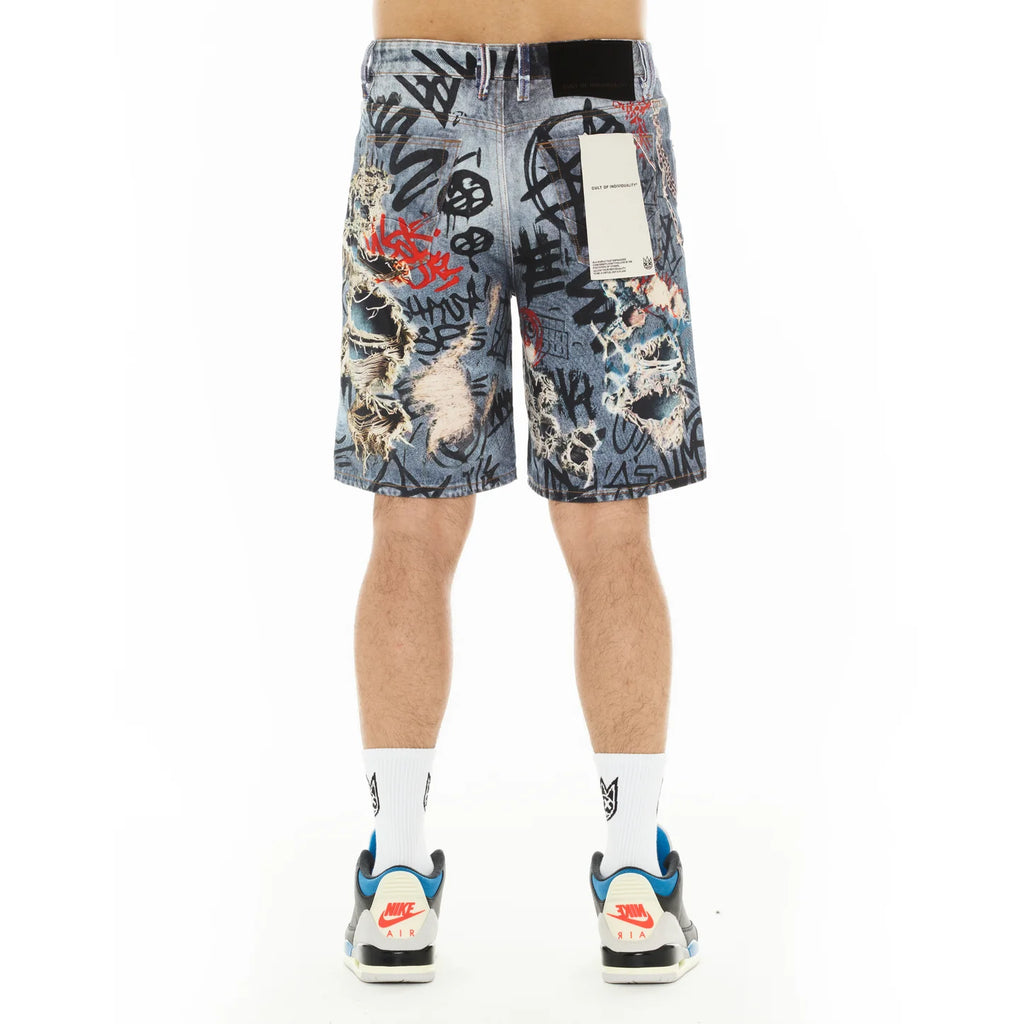 CULT OF INDIVIDUALITY-Men's Jean Shorts and Denim Shorts
