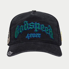 GodSpeed Forever Trucker Hat (Black Washed/Green)