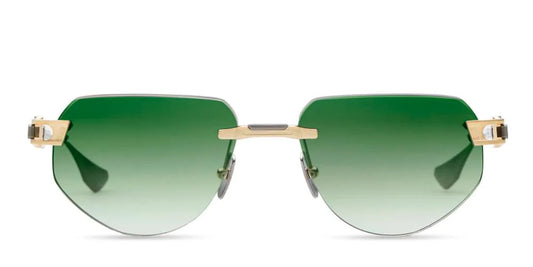DITA Grand Imperyn White Gold - Antique Silver w/ Dark Green Unisex Sunglasses - Gravity NYC