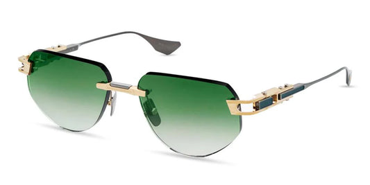 DITA Grand Imperyn White Gold - Antique Silver w/ Dark Green Unisex Sunglasses - Gravity NYC