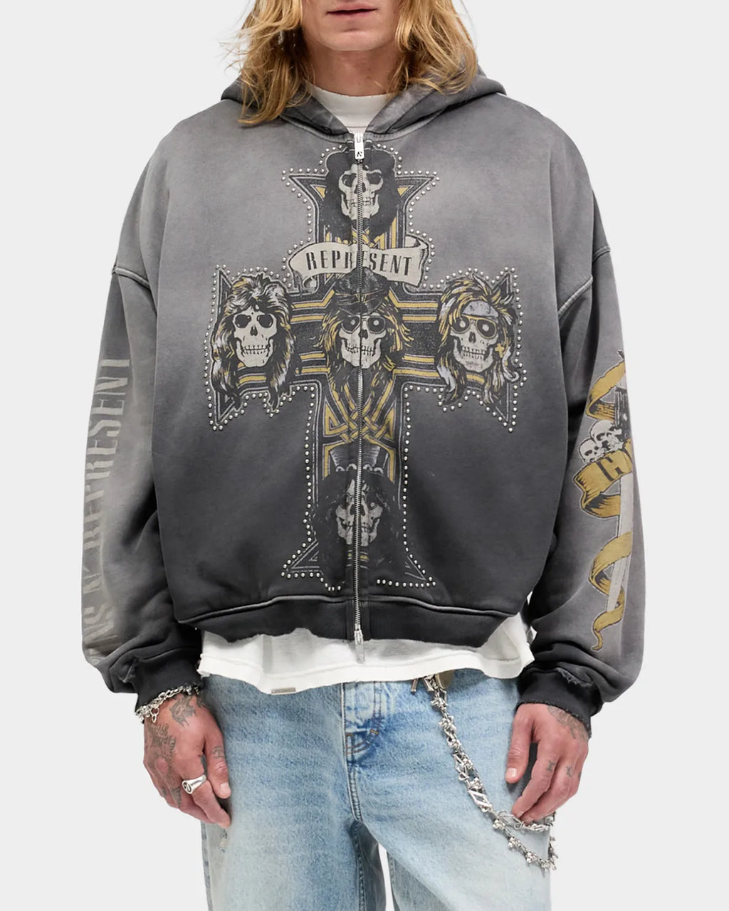 REPRESENT X Guns N' Roses Cross Zip Through Hoodie