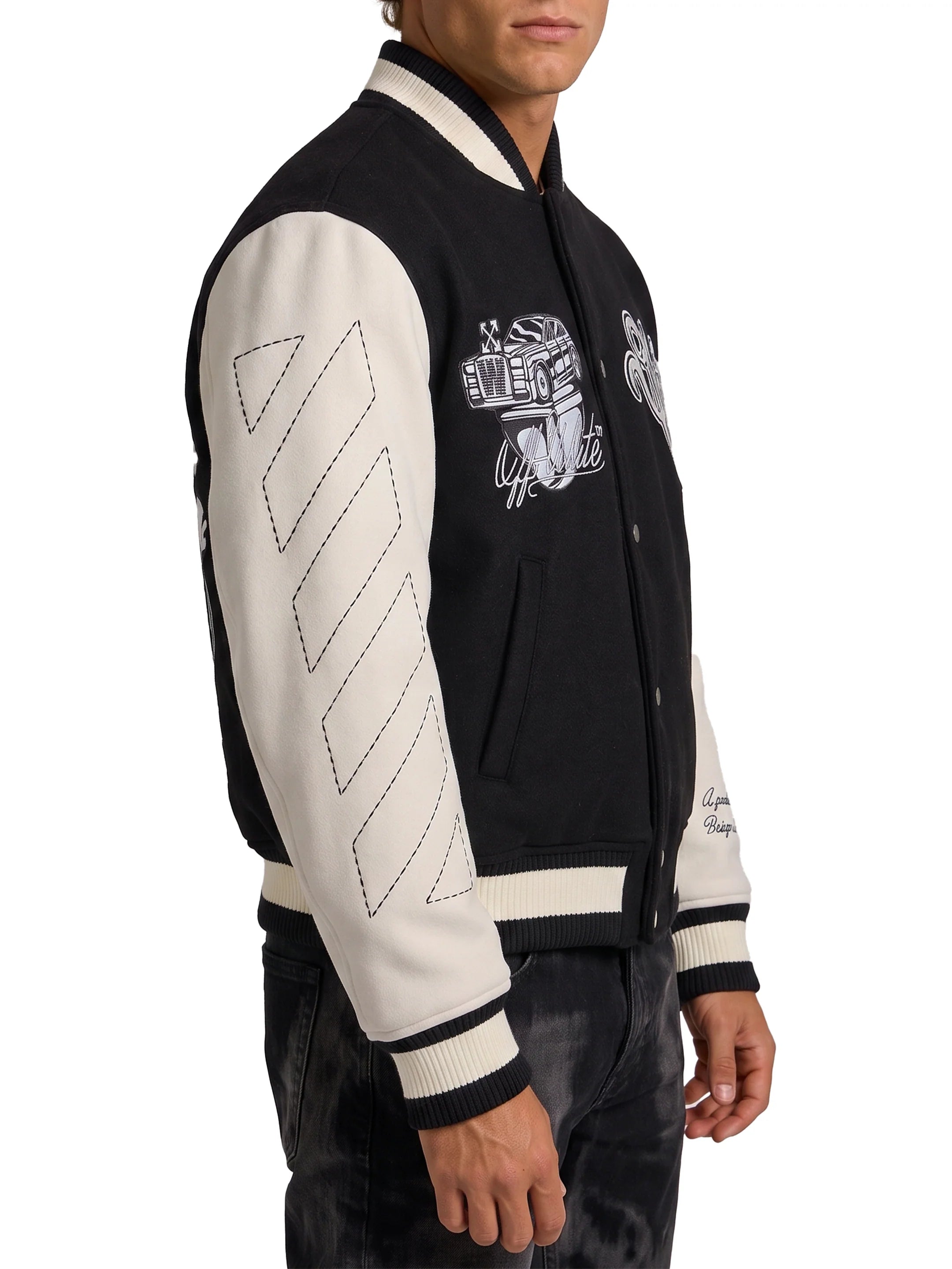 Chaqueta universitaria de lana regular Cat Off de OFF-WHITE Imagen secundaria del producto