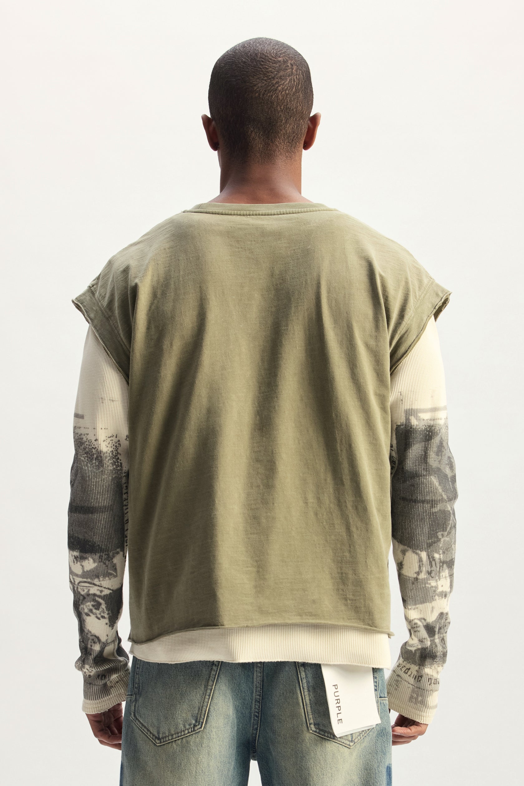 PURPLE BRAND M2038 Clippings Double Layer Tee Secondary image
