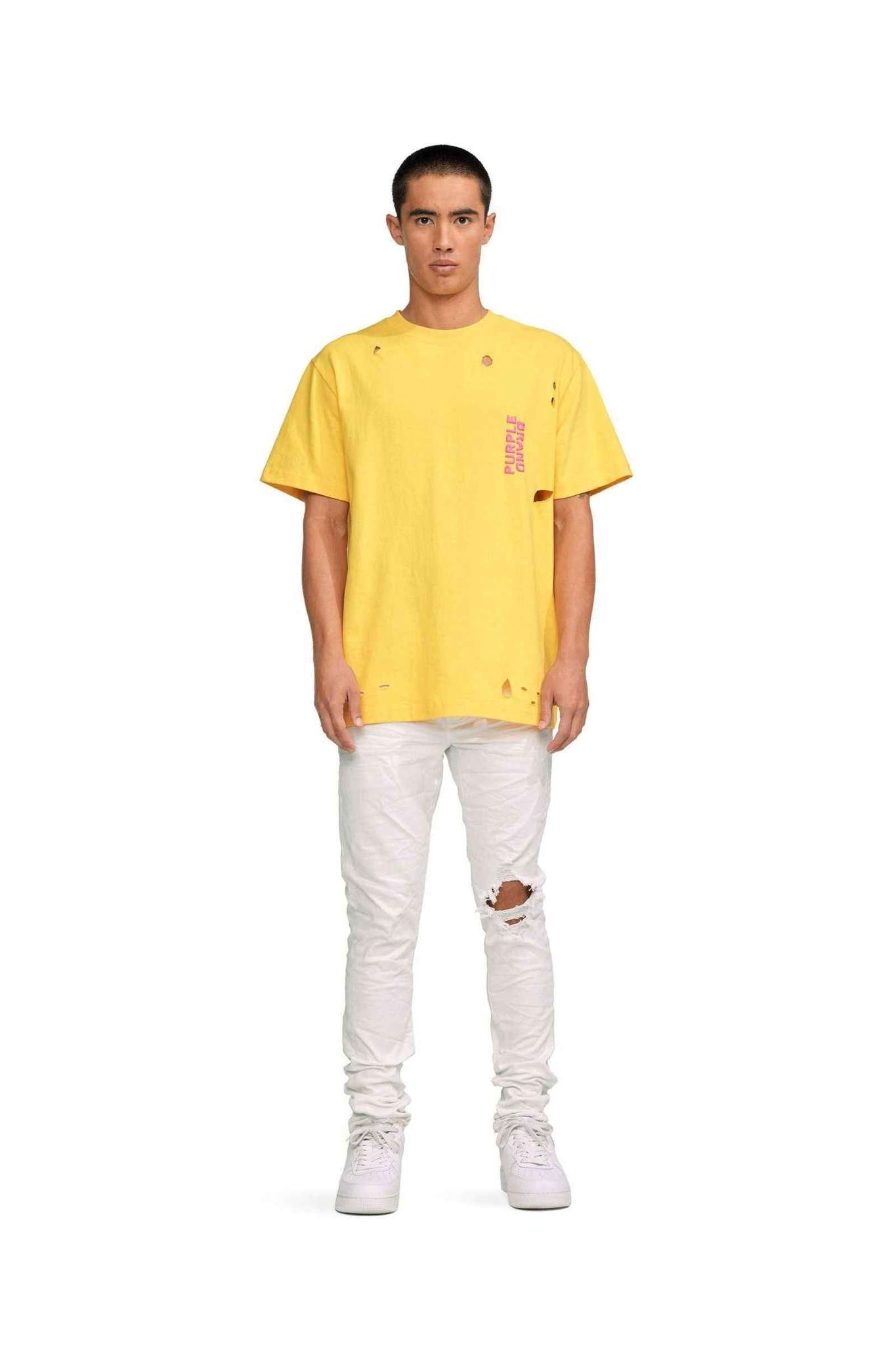 PURPLE BRAND P001 Optic White Knee Blowout Secondary image