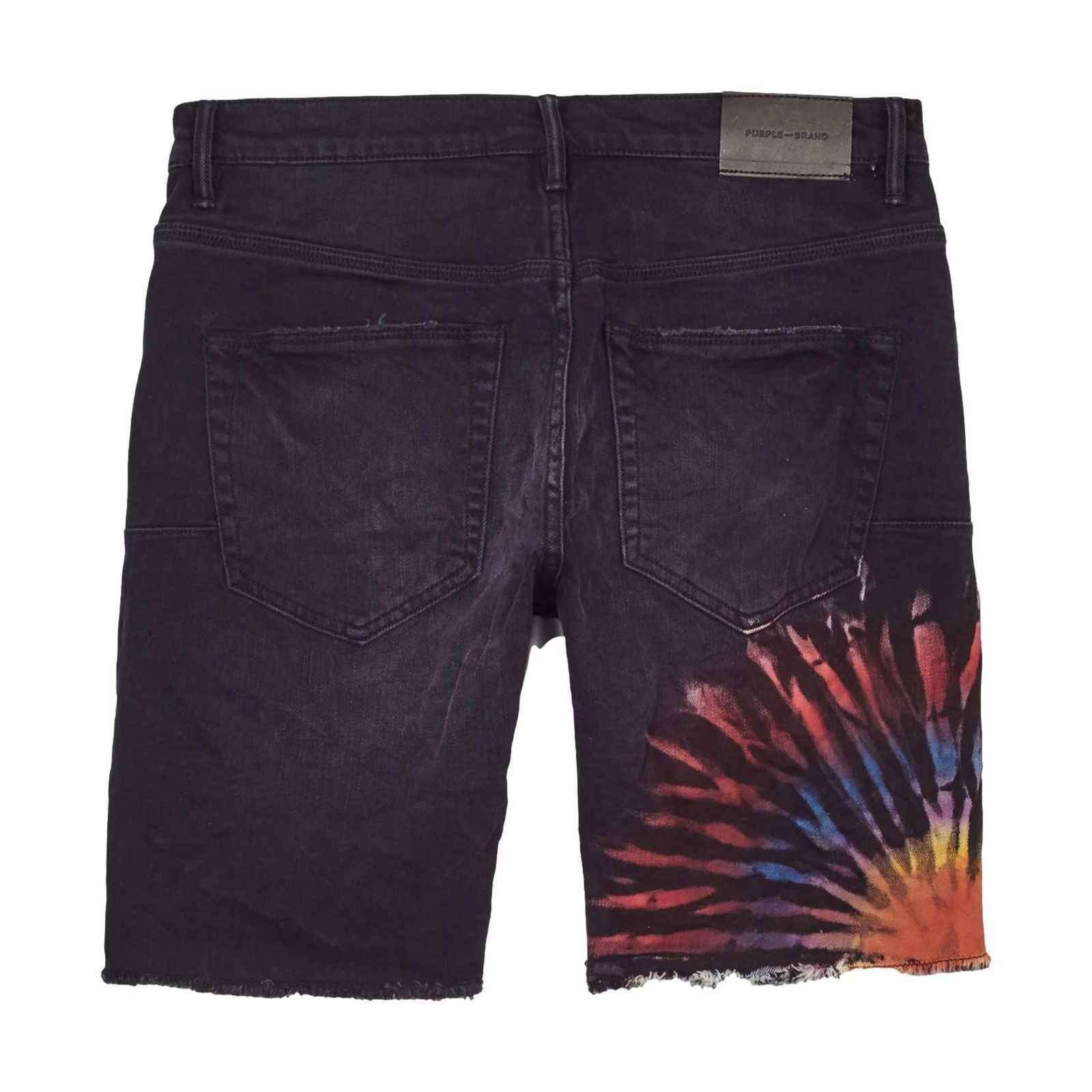 PURPLE BRAND P020 Multicolor Tie Dye Black Shorts Secondary image