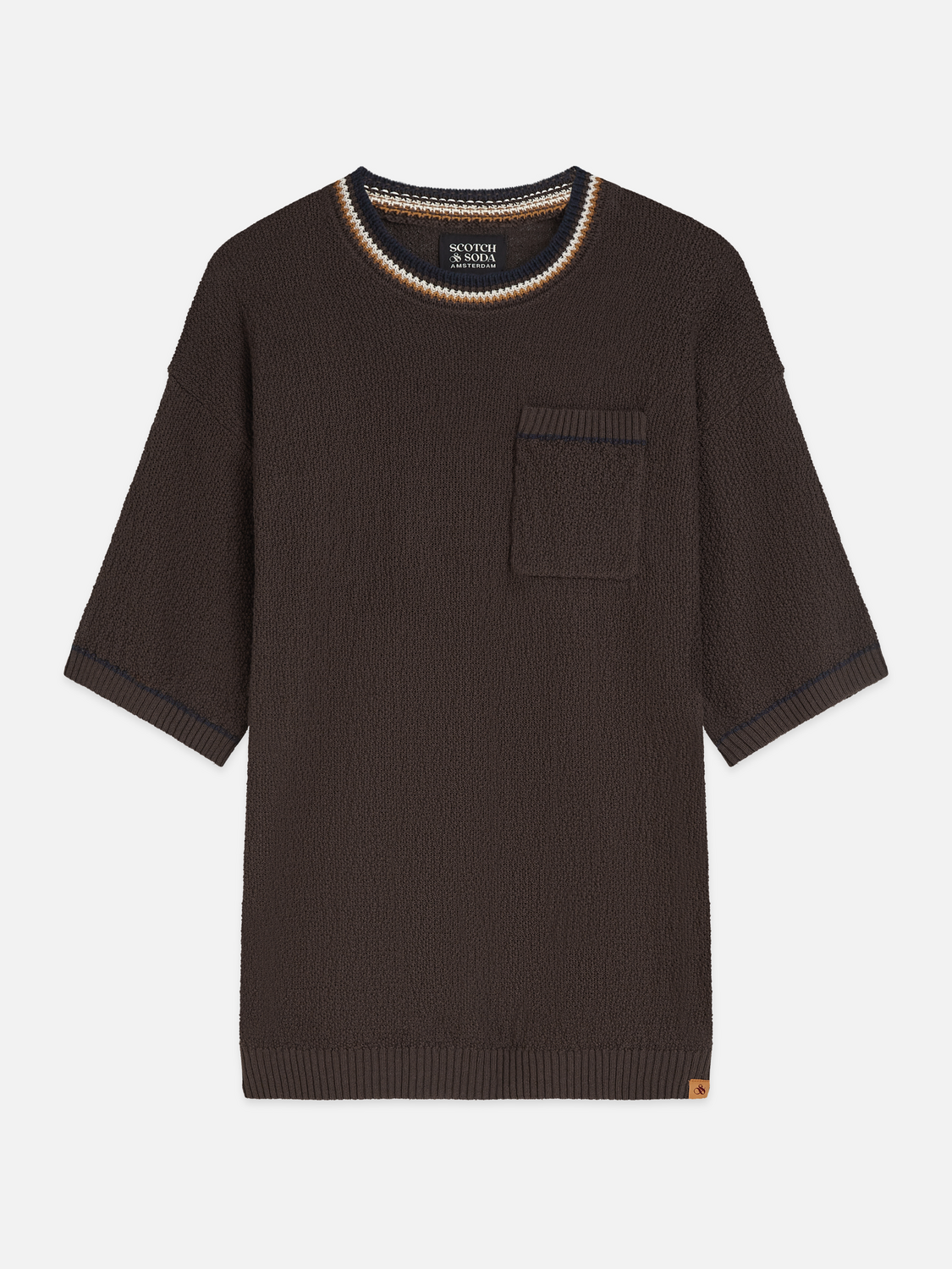 SCOTCH AND SODA Knitted Cotton Linen-Blend Relaxed-Fit T-Shirt Secondary image