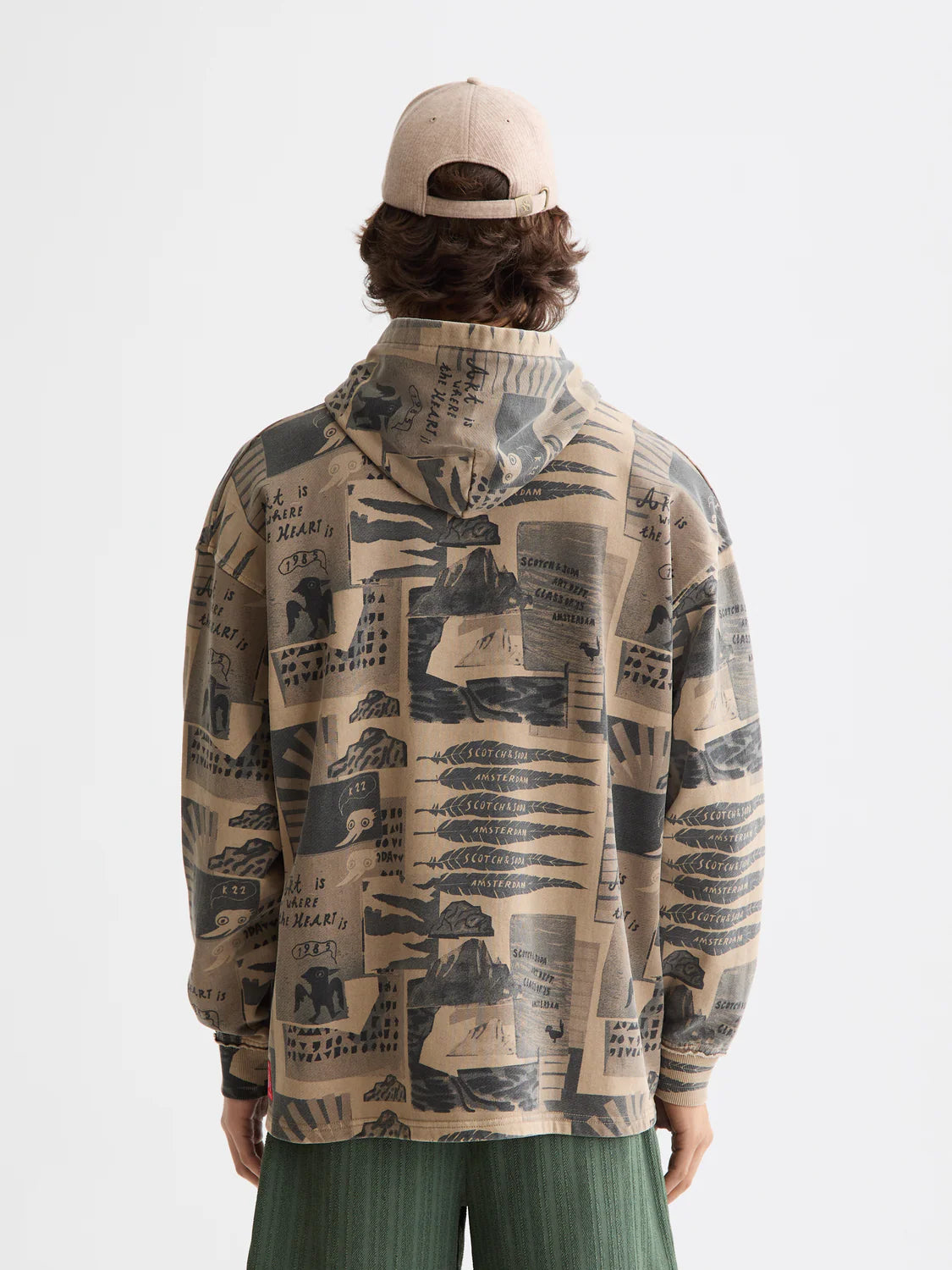 SCOTCH AND SODA Loose-Fit Overdyed All Over Printed Hoodie Secondary image
