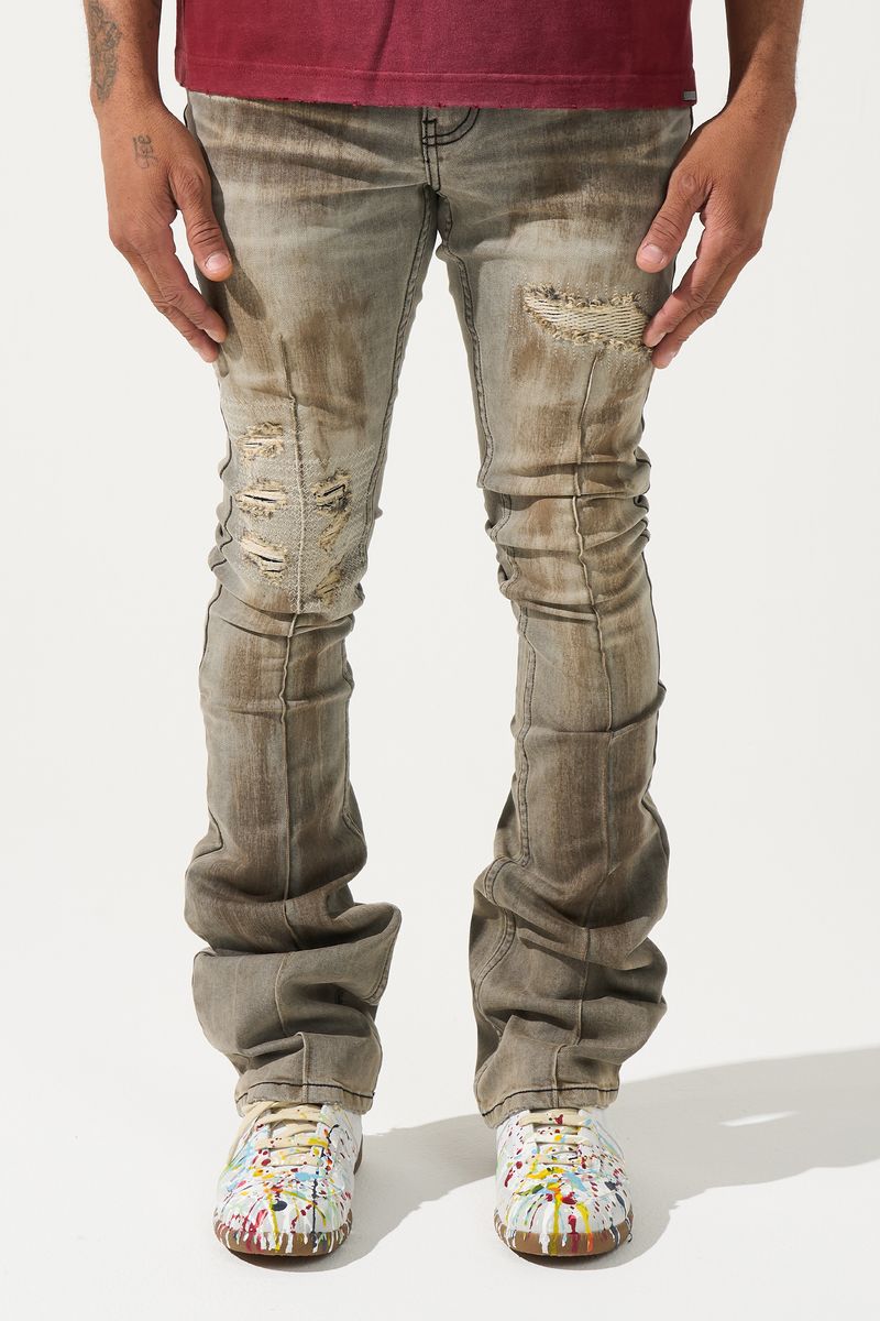 SERENEDE-Men's Stacked Jeans and Denim