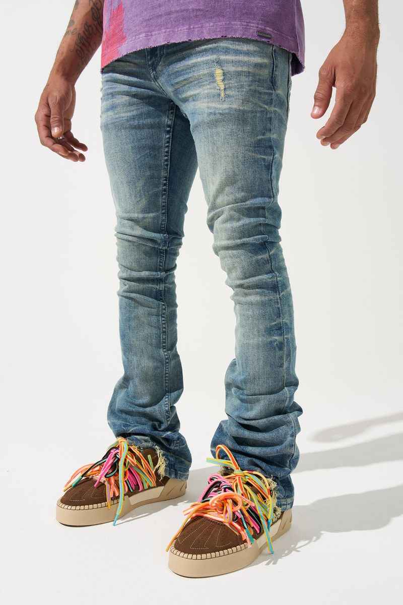 SERENEDE-Men's Stacked Jeans and Denim